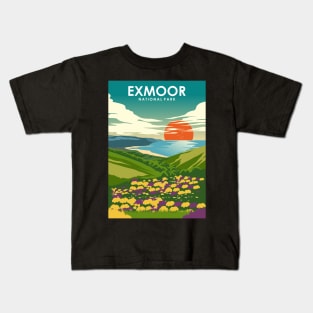 Exmoor National Park Vintage Minimal Retro Travel Poster Kids T-Shirt